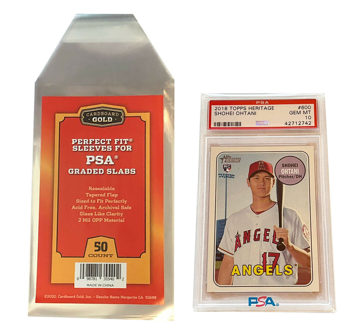 500ct Perfect Fit Graded Cards Sleeves PSA Logo - Cardboard Gold