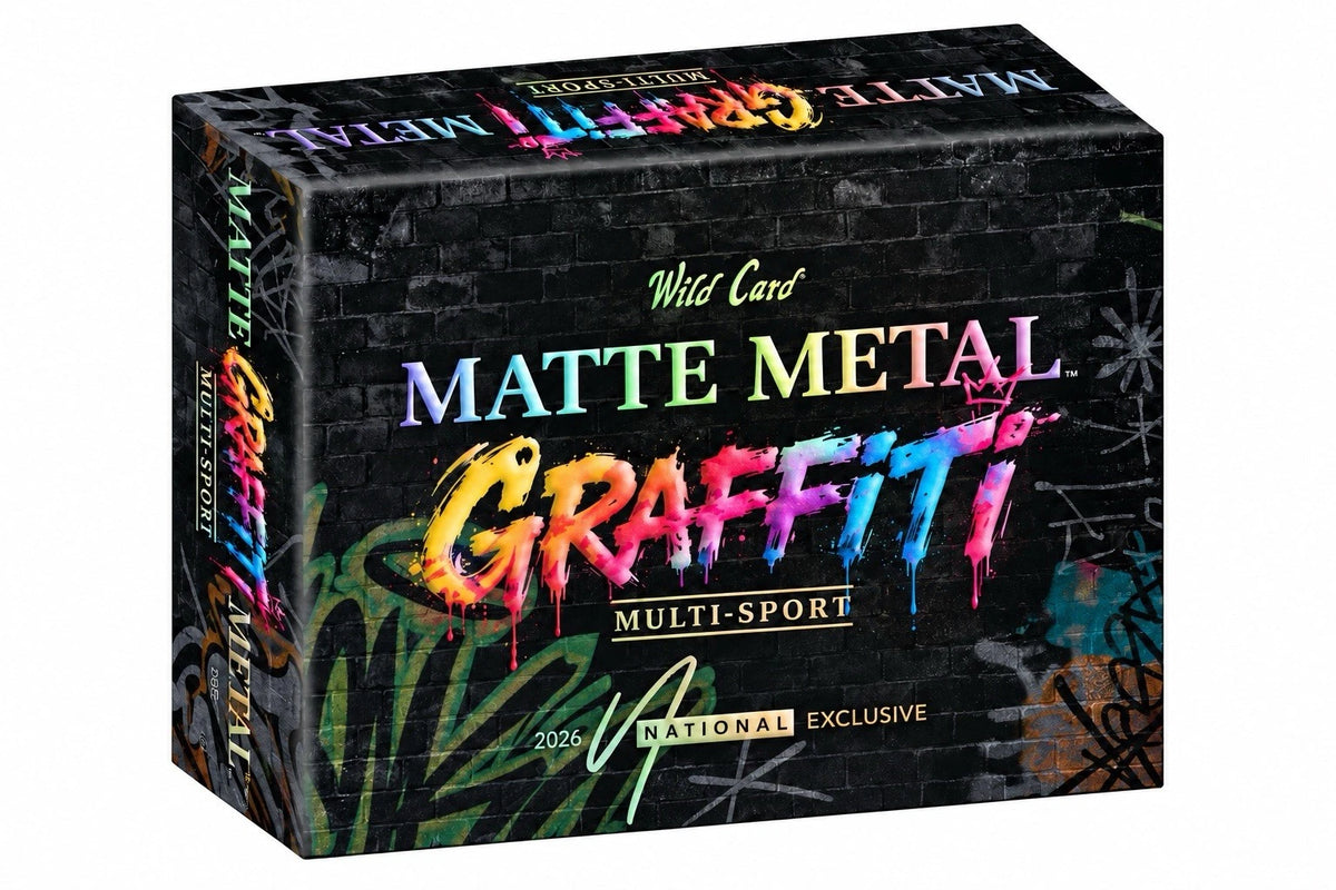 2026 Wild Card Matte Metal Graffiti Multi-Sport Edition Box
2026 Wild Card Matte Metal Graffiti autograph card
2026 Wild Card Matte Metal Graffiti true 1-of-1 trading card
2026 Wild Card Matte Metal Graffiti original artwork card
2026 Wild Card Matte Metal Graffiti premium matte-metal trading card
2026 Wild Card Matte Metal Graffiti Multi-Sport card