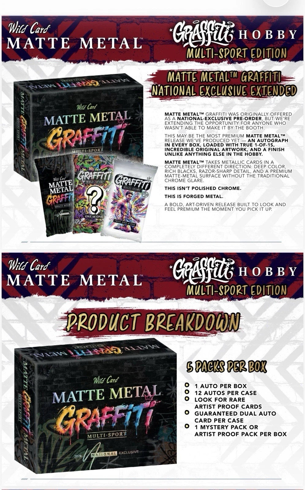 2026 Wild Card Matte Metal Graffiti Multi-Sport Edition Box | Columbia Hobby - Sports Card Boxes - Toploaders - Card Savers.