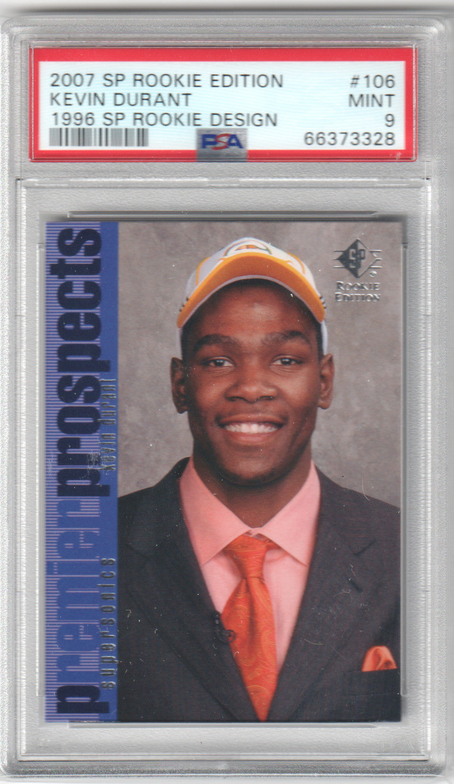 KEVIN DURANT 2007 Upper Deck SP Rookie Edition RC #106 1996 Design PSA 9 MINT