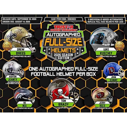 2026 TRISTAR Hidden Treasures Autographed Full Size Football Helmet Season Edition sealed box

2026 TRISTAR Hidden Treasures Season Edition autographed football helmet

TRISTAR Hidden Treasures authenticated autographed full-size replica football helmet

TRISTAR Hidden Treasures inscribed autographed football helmet example

TRISTAR Hidden Treasures specialty autographed football helmet example