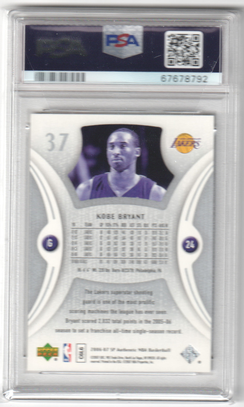 KOBE BRYANT 2006 Upper Deck SP Authentic #37 PSA 10 GEM MINT LAKERS