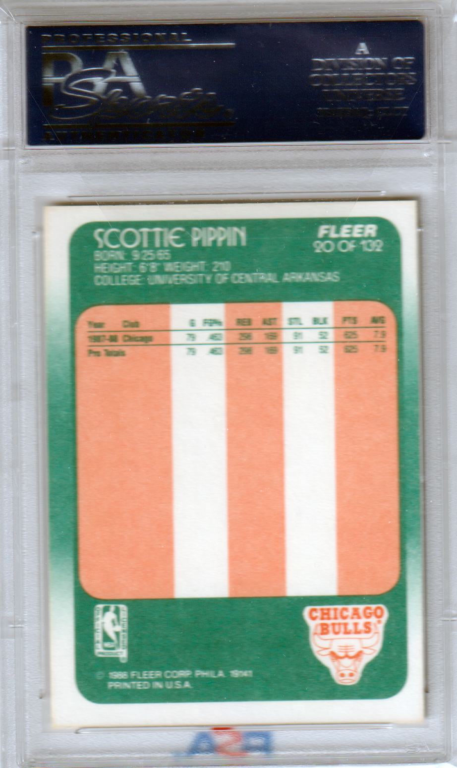 SCOTTIE PIPPEN 1988 - 89 Fleer RC Rookie #20 PSA 9 MINT - BULLS HOF - Columbia Hobby - Sports Card Boxes - Toploaders - Card Savers