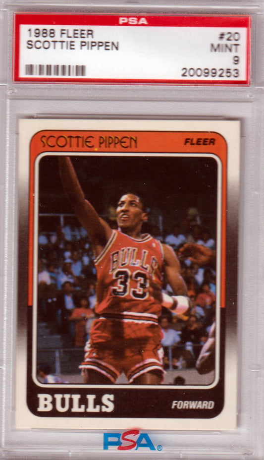 SCOTTIE PIPPEN 1988 - 89 Fleer RC Rookie #20 PSA 9 MINT - BULLS HOF - Columbia Hobby - Sports Card Boxes - Toploaders - Card Savers