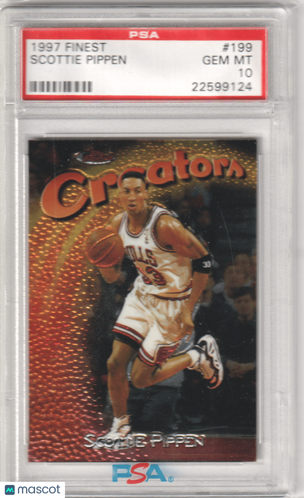 SCOTTIE PIPPEN 1997 Topps Finest #199 PSA 10 - GEM MINT - BULLS - Columbia Hobby - Sports Card Boxes - Toploaders - Card Savers