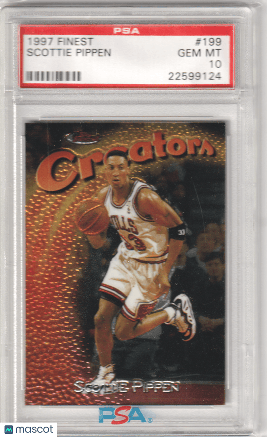 SCOTTIE PIPPEN 1997 Topps Finest #199 PSA 10 - GEM MINT - BULLS - Columbia Hobby - Sports Card Boxes - Toploaders - Card Savers