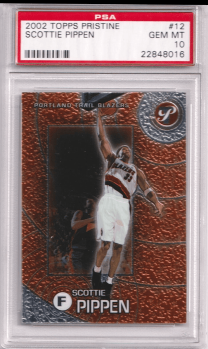 SCOTTIE PIPPEN 2002 - 03 Topps Pristine #12 PSA 10 GEM MINT - BLAZERS - Columbia Hobby - Sports Card Boxes - Toploaders - Card Savers