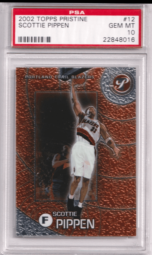 SCOTTIE PIPPEN 2002 - 03 Topps Pristine #12 PSA 10 GEM MINT - BLAZERS - Columbia Hobby - Sports Card Boxes - Toploaders - Card Savers