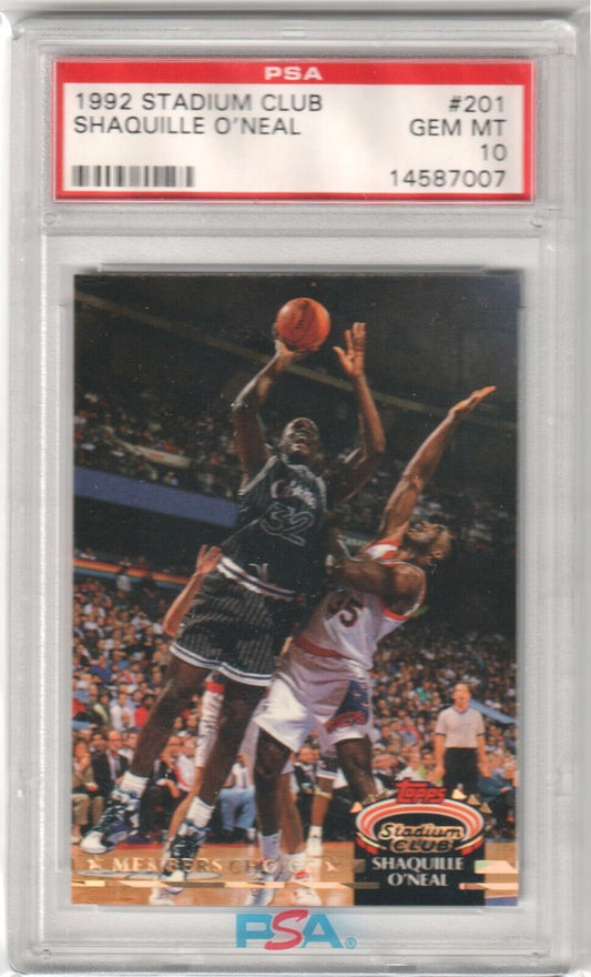 SHAQUILLE O'NEAL 1992 Stadium Club Members Only RC Rookie #201 PSA 10 GEM MINT - Columbia Hobby - Sports Card Boxes - Toploaders - Card Savers
