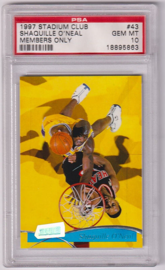 SHAQUILLE O'NEAL 1997 - 98 Stadium Club Members Only #43 PSA 10 GEM MINT - POP 1 - Columbia Hobby - Sports Card Boxes - Toploaders - Card Savers