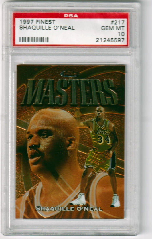 SHAQUILLE O'NEAL 1997 - 98 Topps Finest Masters #217 PSA 10 GEM MINT - LAKERS - Columbia Hobby - Sports Card Boxes - Toploaders - Card Savers