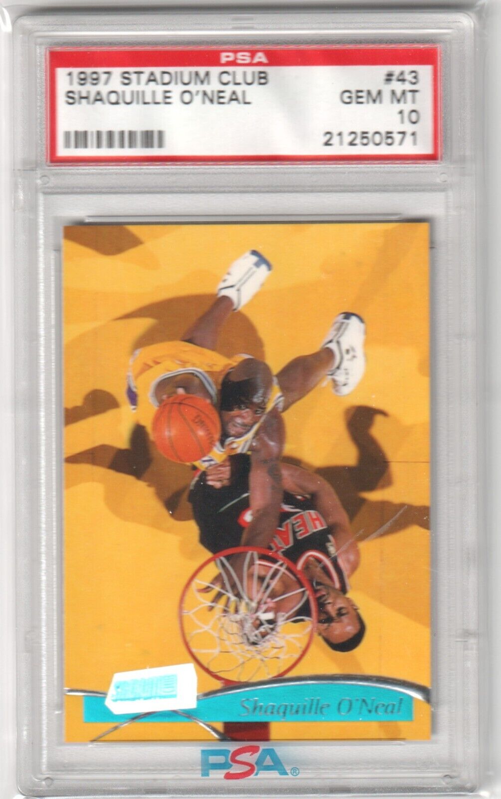 SHAQUILLE O'NEAL 1997 - 98 Topps Stadium Club #43 PSA 10 GEM MINT - LAKERS POP 12 - Columbia Hobby - Sports Card Boxes - Toploaders - Card Savers