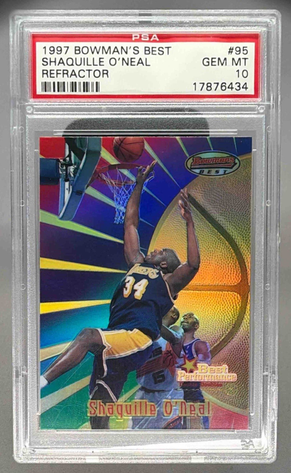 SHAQUILLE O'NEAL 1997 BOWMAN'S BEST REFRACTOR PSA 10 - LAKERS - Columbia Hobby - Sports Card Boxes - Toploaders - Card Savers