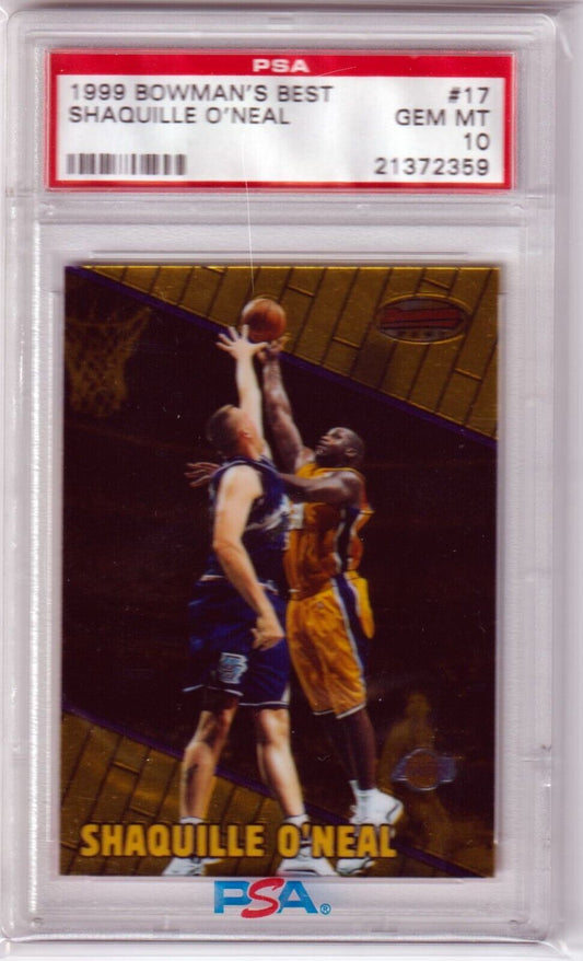 SHAQUILLE O'NEAL 1999 - 00 Bowman's Best #17 PSA 10 GEM MINT - LAKERS - Columbia Hobby - Sports Card Boxes - Toploaders - Card Savers