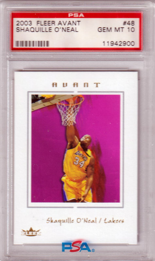 SHAQUILLE O'NEAL 2003 - 04 Fleer Avant #48 PSA 10 GEM MINT - LAKERS - POP 15 - Columbia Hobby - Sports Card Boxes - Toploaders - Card Savers