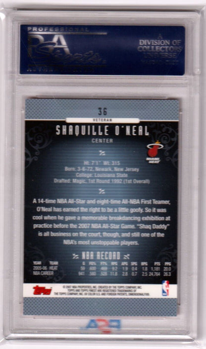 SHAQUILLE O'NEAL 2006 - 07 Topps Finest #36 PSA 10 GEM MINT - HEAT - Columbia Hobby - Sports Card Boxes - Toploaders - Card Savers