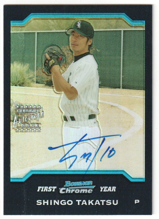 SHINGO TAKATSU 2004 Bowman Chrome First Year Autograph Auto Refractor - Columbia Hobby - Sports Card Boxes - Toploaders - Card Savers