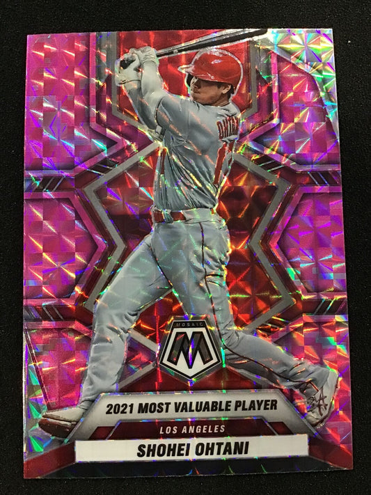 Shohei Ohtani 2022 Panini Mosaic #1281 Pink Prizm MVP Angels - Columbia Hobby - Sports Card Boxes - Toploaders - Card Savers