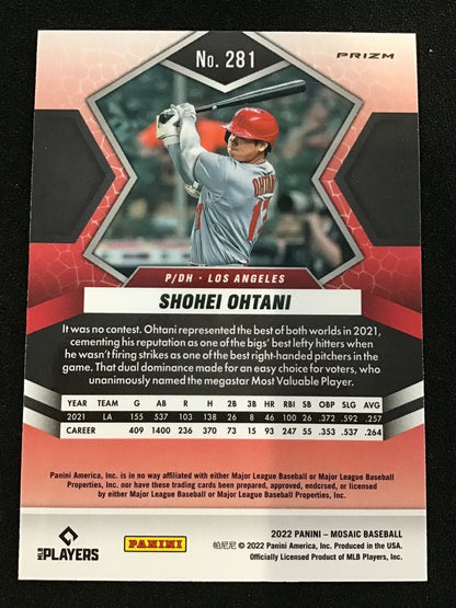 Shohei Ohtani 2022 Panini Mosaic #1281 Pink Prizm MVP Angels - Columbia Hobby - Sports Card Boxes - Toploaders - Card Savers