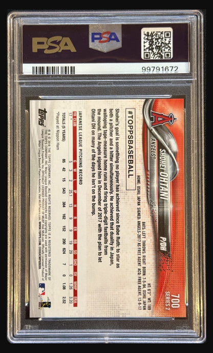 2018 Topps Shohei Ohtani #700 Pitching rookie card graded PSA 10 - back