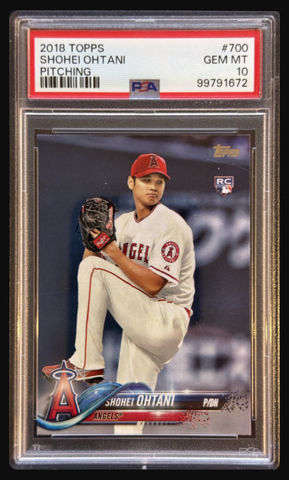 2018 Topps Shohei Ohtani #700 Pitching rookie card graded PSA 10 - front