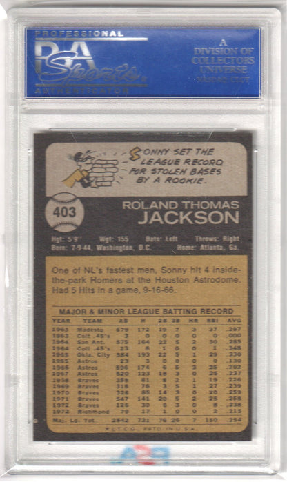 SONNY JACKSON 1973 Topps 403 PSA 9 MINT - BRAVES - Columbia Hobby - Sports Card Boxes - Toploaders - Card Savers