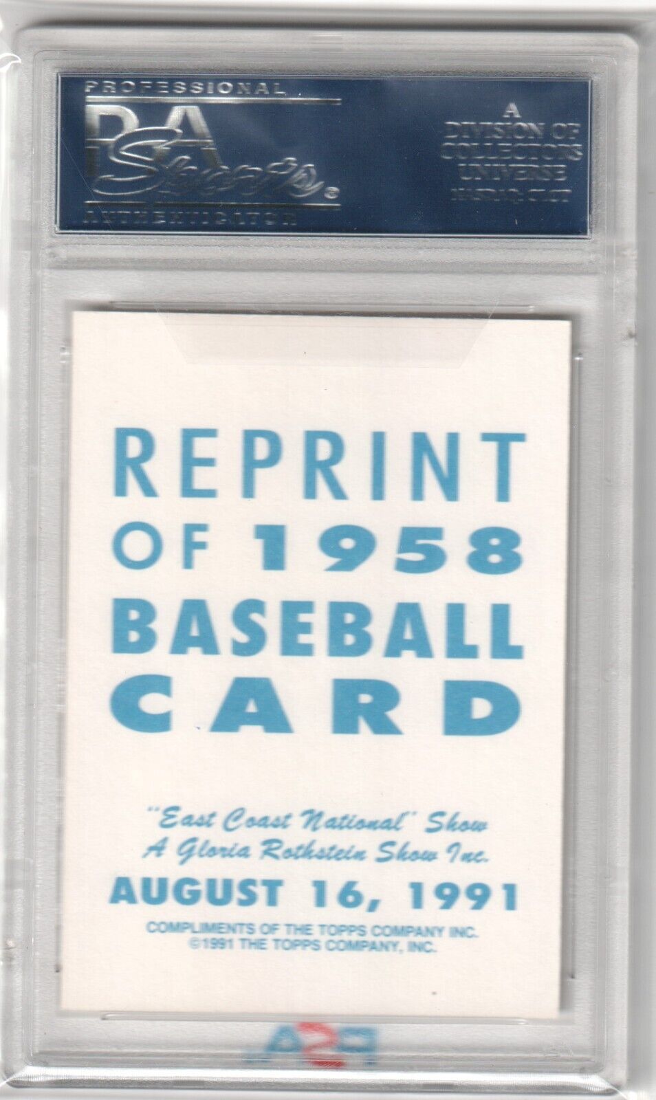 STAN MUSIAL 1991 Topps East Coast Ntl Autograph Auto PSA Authentic - CARDINALS - Columbia Hobby - Sports Card Boxes - Toploaders - Card Savers