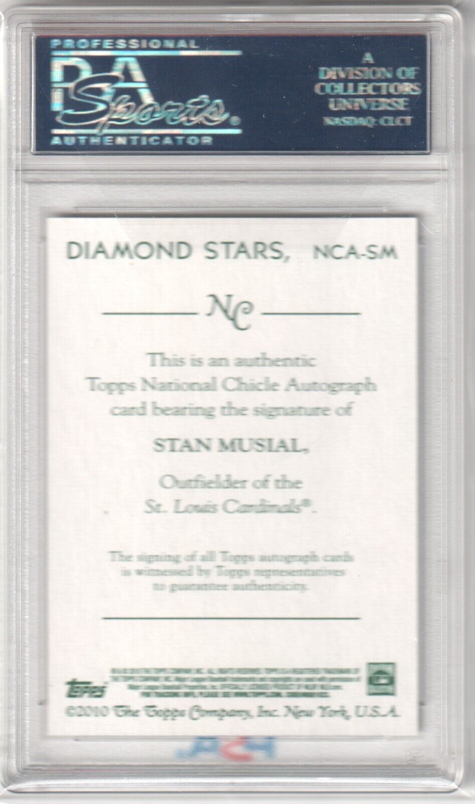 STAN MUSIAL 2010 Topps National Chicle Autograph Auto PSA 10 GEM MINT CARDINALS - Columbia Hobby - Sports Card Boxes - Toploaders - Card Savers