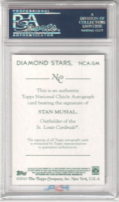 STAN MUSIAL 2010 Topps National Chicle Autograph Auto PSA 10 GEM MINT CARDINALS - Columbia Hobby - Sports Card Boxes - Toploaders - Card Savers