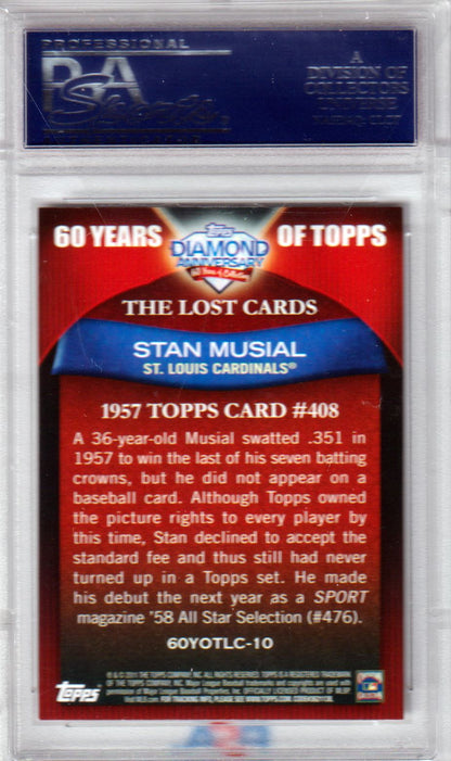 STAN MUSIAL 2011 Topps 60 Years Of Topps - Lost Cards #10 PSA 10 GEM MINT Pop 4 - Columbia Hobby - Sports Card Boxes - Toploaders - Card Savers