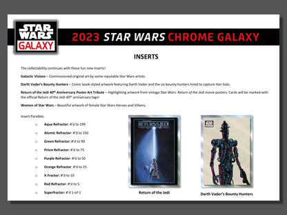 Star Wars Chrome Galaxy Hobby Box (Topps 2023) - Columbia Hobby - Sports Card Boxes - Toploaders - Card Savers