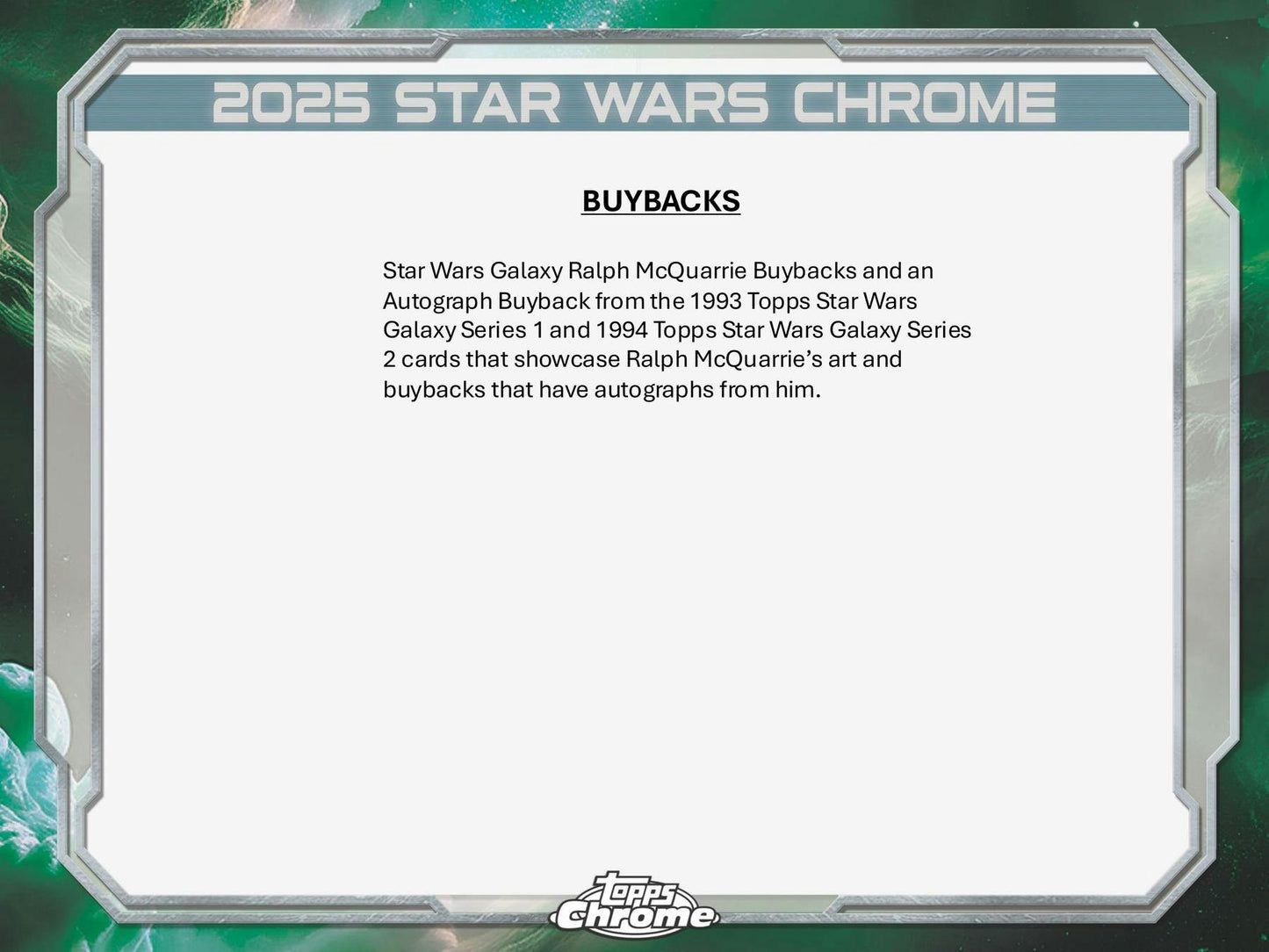 Star Wars Chrome Galaxy Hobby Box (Topps 2025) | Columbia Sports Cards - Columbia Hobby - Sports Card Boxes - Toploaders - Card Savers