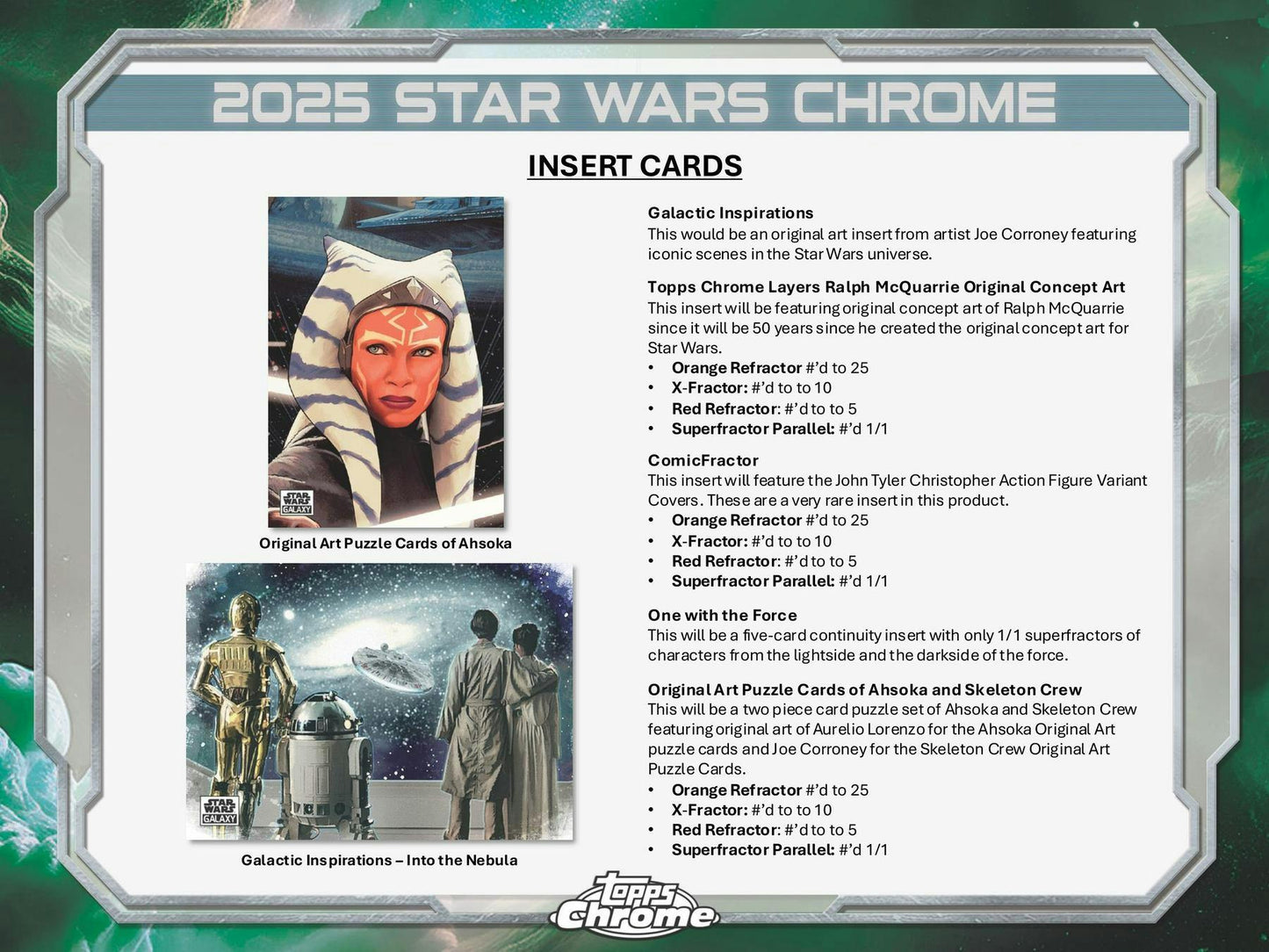 Star Wars Chrome Galaxy Hobby Box (Topps 2025) | Columbia Sports Cards - Columbia Hobby - Sports Card Boxes - Toploaders - Card Savers