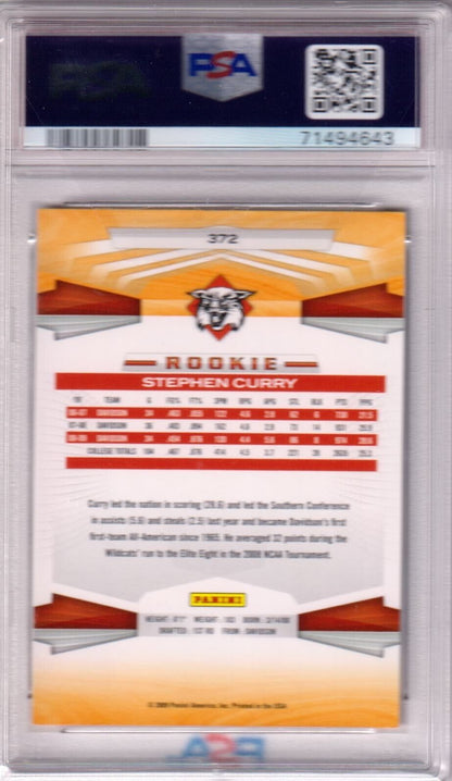 STEPHEN STEPH CURRY 2009 - 10 Panini RC Rookie #372 PSA 9 MINT - WARRIORS - Columbia Hobby - Sports Card Boxes - Toploaders - Card Savers