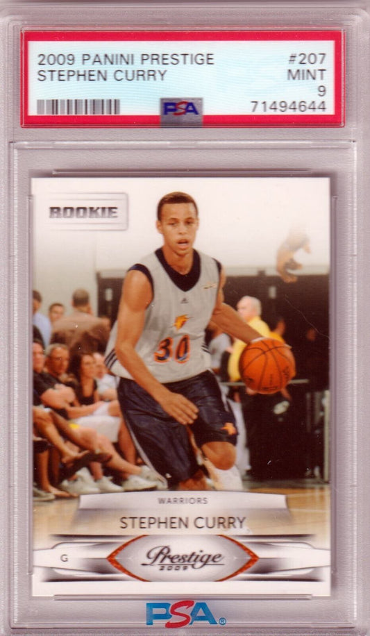 STEPHEN STEPH CURRY 2009 - 10 Prestige RC Rookie #207 PSA 9 MINT - WARRIORS - Columbia Hobby - Sports Card Boxes - Toploaders - Card Savers