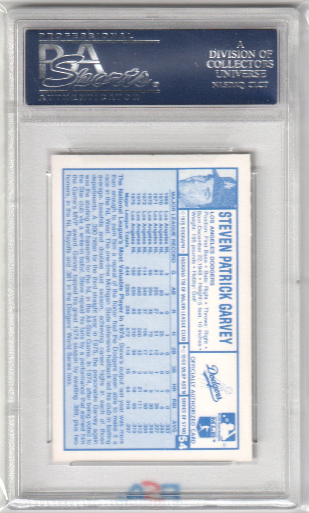 STEVE GARVEY 1976 Kellogg's 3D Super Stars #54 PSA 10 GEM MINT - DODGERS - Columbia Hobby - Sports Card Boxes - Toploaders - Card Savers