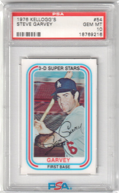 STEVE GARVEY 1976 Kellogg's 3D Super Stars #54 PSA 10 GEM MINT - DODGERS - Columbia Hobby - Sports Card Boxes - Toploaders - Card Savers