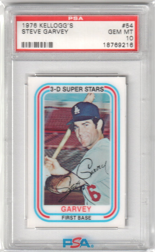 STEVE GARVEY 1976 Kellogg's 3D Super Stars #54 PSA 10 GEM MINT - DODGERS - Columbia Hobby - Sports Card Boxes - Toploaders - Card Savers
