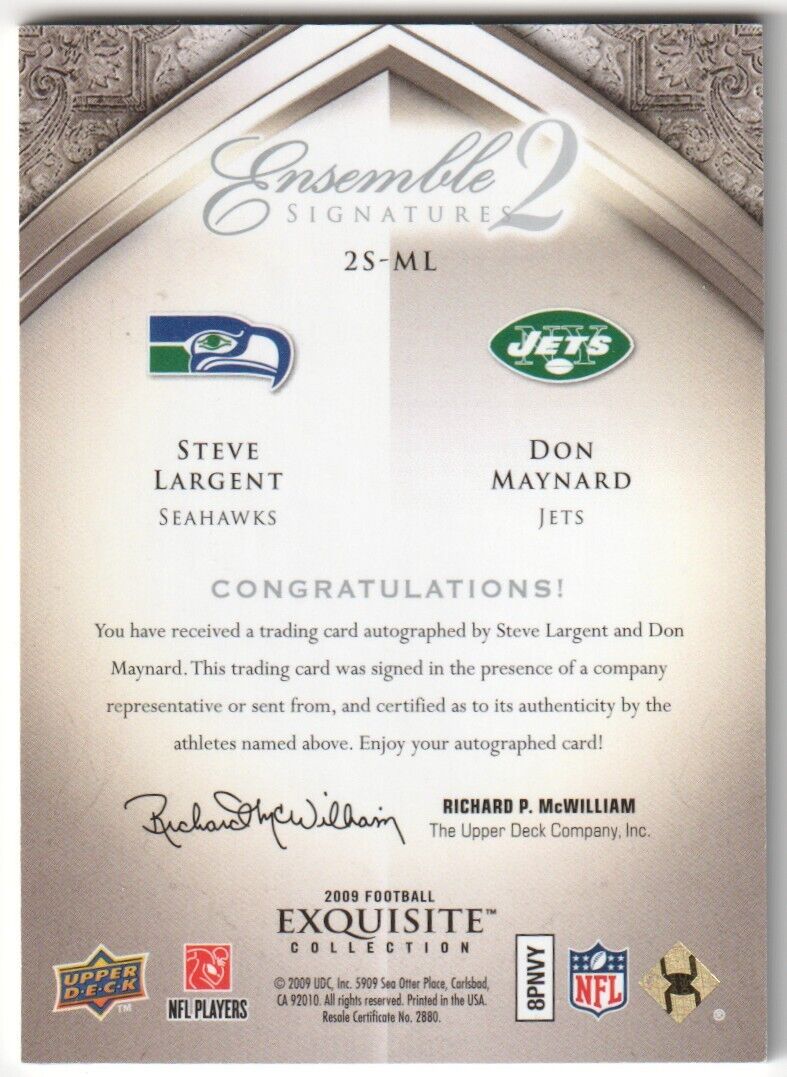 STEVE LARGENT DON MAYNARD 2000 Upper Deck Exquisite Autograph Auto #/35 - Columbia Hobby - Sports Card Boxes - Toploaders - Card Savers
