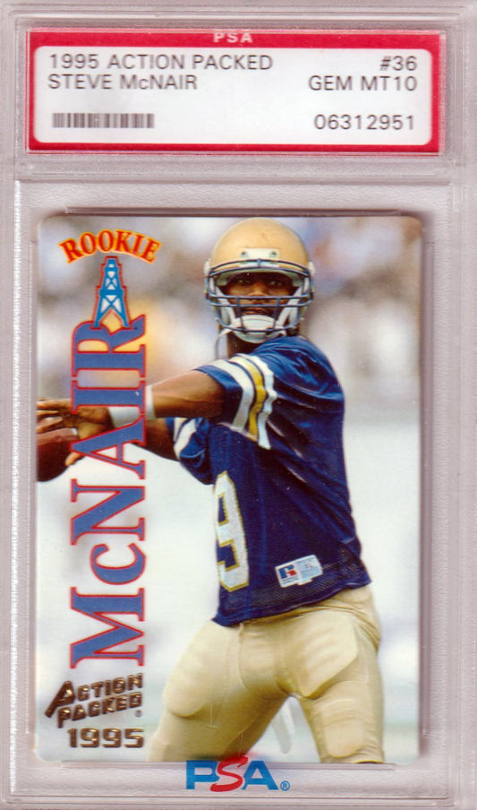 STEVE McNAIR 1995 Action Packed RC Rookie #36 PSA 10 GEM MINT - OILERS - Columbia Hobby - Sports Card Boxes - Toploaders - Card Savers