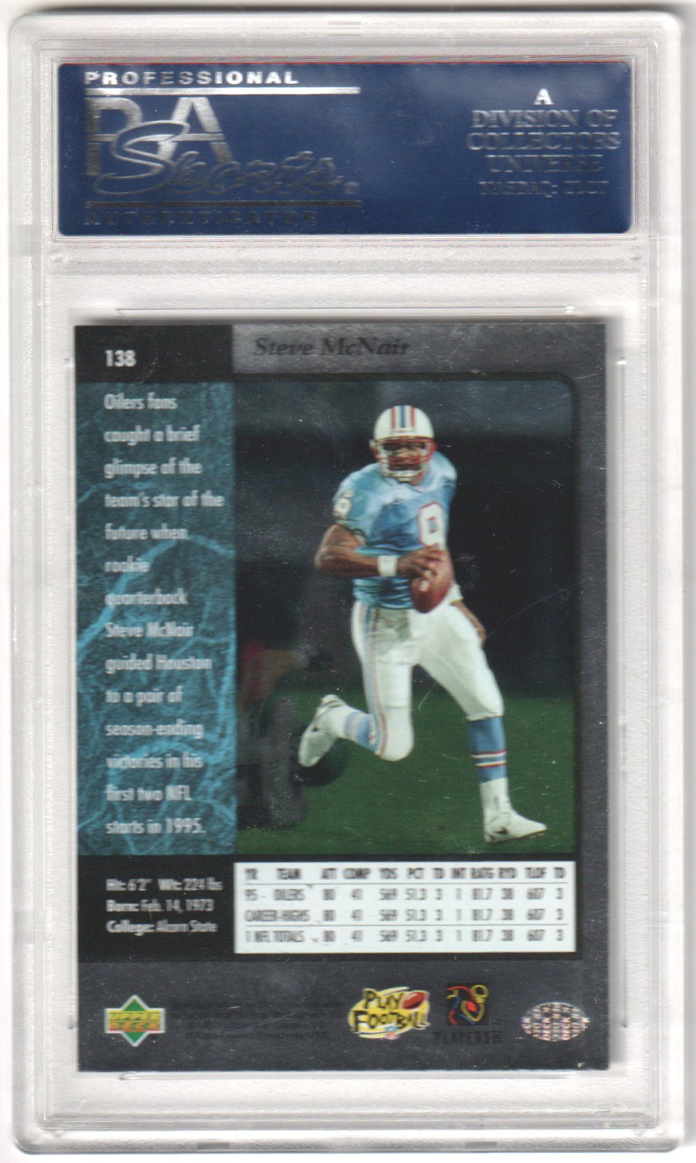 STEVE McNAIR 1996 Upper Deck SP 138 PSA 10 GEM MINT - OILERS - Columbia Hobby - Sports Card Boxes - Toploaders - Card Savers