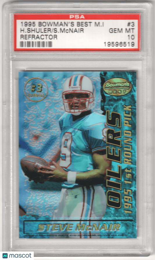 STEVE McNAIR Shuler 1995 Bowman's Best Mirror Image RC Rookie Refractor PSA 10 - Columbia Hobby - Sports Card Boxes - Toploaders - Card Savers
