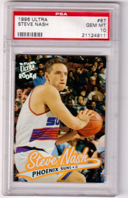 STEVE NASH 1996 - 67 Fleer Ultra Rookie RC #87 PSA 10 GEM MINT - SUNS - Columbia Hobby - Sports Card Boxes - Toploaders - Card Savers
