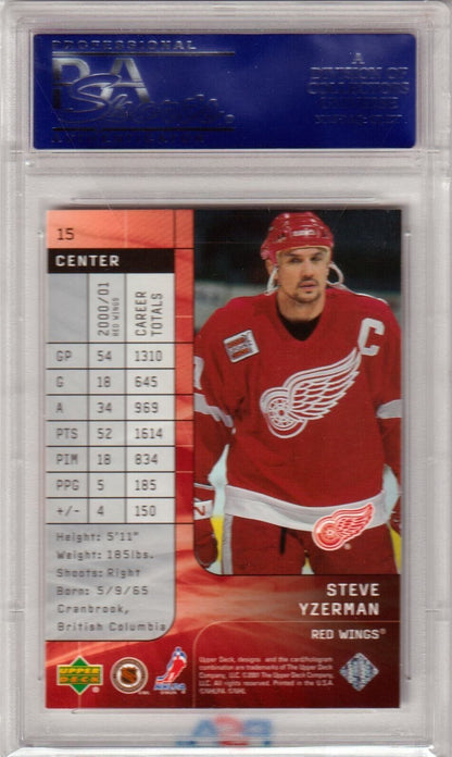 STEVE YZERMAN 2001 Upper Deck Top Shelf #15 PSA 10 - RED WINGS - Columbia Hobby - Sports Card Boxes - Toploaders - Card Savers