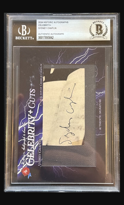 2024 Historic Autographs Celebrity+ Cuts Sydney Chaplin cut signature autograph #/4 Beckett authentic trading card - front