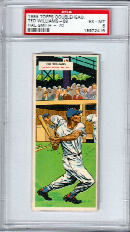 TED WILLIAMS 1955 Topps Double Headers Hal Smith #69 #70 PSA 6 EX - MT - RED SOX - Columbia Hobby - Sports Card Boxes - Toploaders - Card Savers