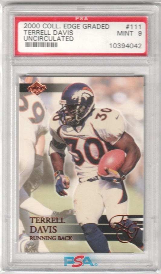 TERRELL DAVIS 2000 Collector's Edge Uncirculated SP #111 PSA 9 - BRONCOS - Columbia Hobby - Sports Card Boxes - Toploaders - Card Savers