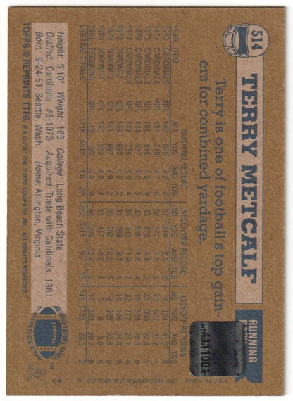 TERRY METCALF 2001 Topps Team Legends Autograph Auto - REDSKINS - Columbia Hobby - Sports Card Boxes - Toploaders - Card Savers