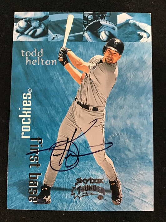 Todd Helton 1999 SkyBox Thunder Auto #243 Colorado Rockies - Columbia Hobby - Sports Card Boxes - Toploaders - Card Savers