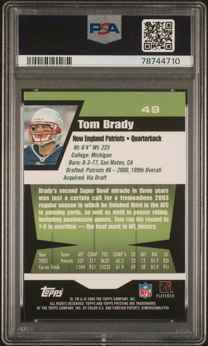 TOM BRADY 2004 Topps Pristine #49 PSA 9 MINT - PATRIOTS - Columbia Hobby - Sports Card Boxes - Toploaders - Card Savers
